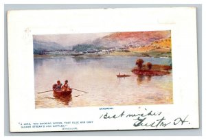 Vintage 1908 Tuck's Postcard Men in Row Boat on Grasmere Wordsworth Poem