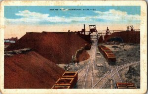 View of Norrie Mine, Ironwood MI Vintage Postcard H78