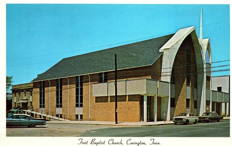 VINTAGE POSTCARD FIRST BAPTIST CHURCH COVINGTON TENNESSEE 1960s/1970s