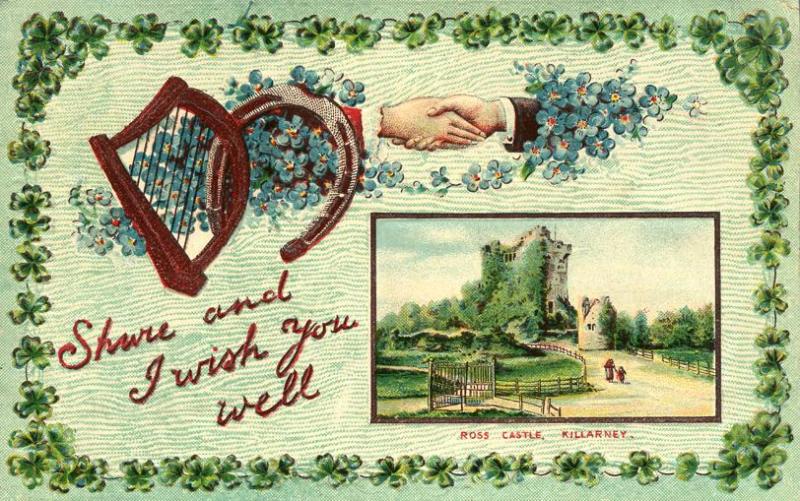 St Patricks Day Greetings - Ross Castle Killarney, Ireland - pm 1910 Marion NY
