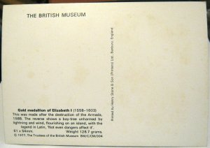 Postcard British Museum Gold Medallion of Elizabeth I - unposted