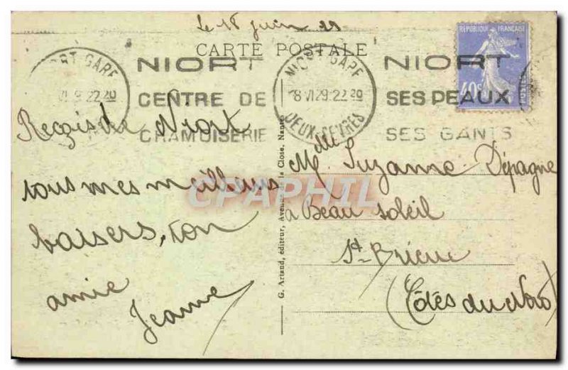Old Postcard Niort Donjon and Sevre