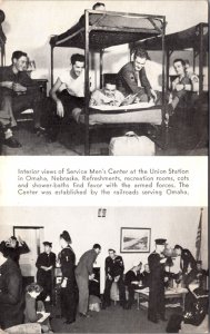 Postcard Interior Views Service Men's Center at Union Station in Omaha, Nebraska