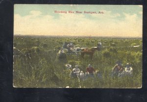 STUTTGART ARKANSAS STOCKING RICE FARMING FARM VINTAGE POSTCARD GOSHEN INDIANA