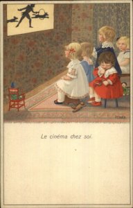 Pauli Ebner Childrem Watch Dog Tricks LE CINEMA CHEZ SOI c1910 Postcard xst