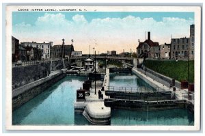 1932 Locks Upper Level Scene Upper Level Lockport New York NY Posted Postcard