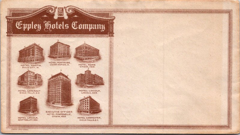 Epply Hotel Co multiview Omaha Cedar Rapids vintage stationery envelope cachet