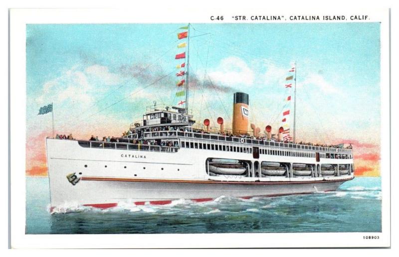 SS Catalina Steamer, Catalina Island, CA Postcard