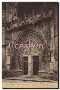 Old Postcard Niort Eglise Notre Dame Grand Portal