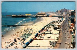Beach Boardwalk Pier Atlantic City NJ, 1955 Postcard, Handicapped Slogan Cancel
