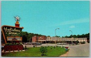 Knoxville Tennessee 1960s Postcard Holiday Inn Motel West Sign Cars