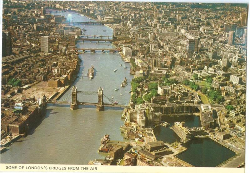 UK, Some of London's Bridges from the air, unused Postcard