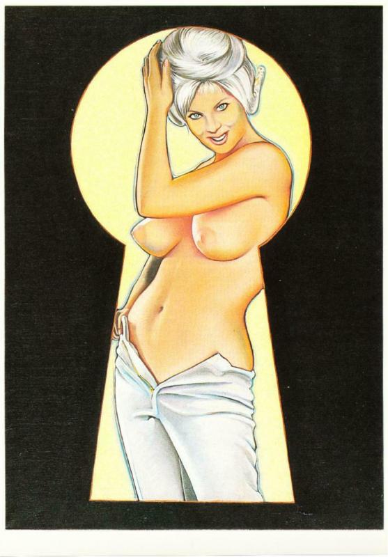 Peek-a-boo Platinum no 2 by Mel Ramos Nude Pop Art Pinup Postcard