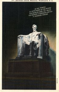 VINTAGE POSTCARD ABRAHAM LINCOLN MEMORIAL WASHINGTON D.C. W/BORDER LINEN 1940s