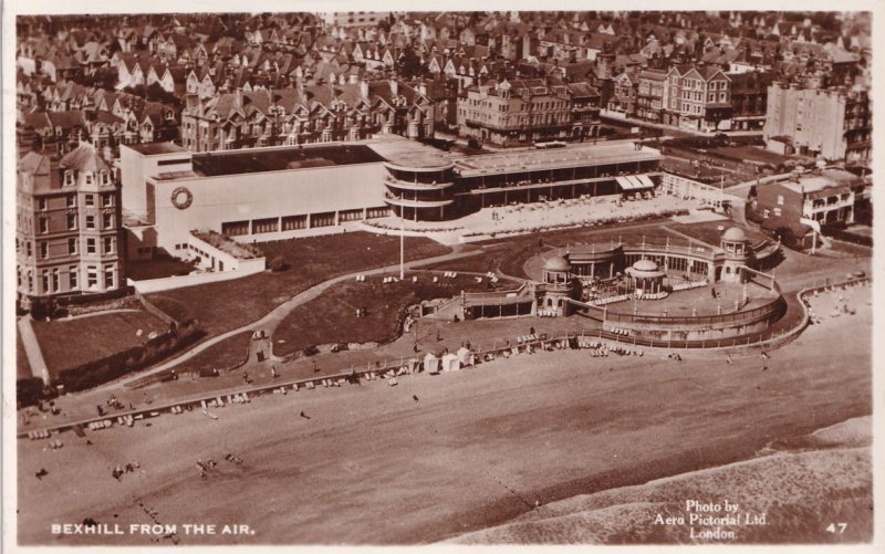 Bexhill From The Air Real Photo Sussex Aerial Postcard