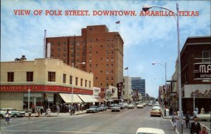 Amarillo Texas TX Yellow Cab 1960s Street Scene Vintage Postcard