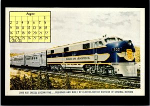 Calendar Card August 1987 Bangor & Aroostook Diesel Locomotive