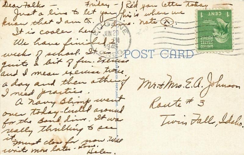 Eugene University of Oregon~Arrow to Where We Live in Men's Dorm~1930 Postcard 