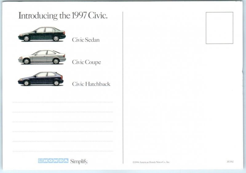 Postcard - Introducing the 1997 Civic - Honda