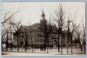 Milbank South Dakota SD Postcard RPPC Photo High School Building Street View