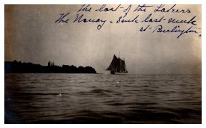 The Nancy sunk at Burlington Undivided Back RPPC Boat Postcard