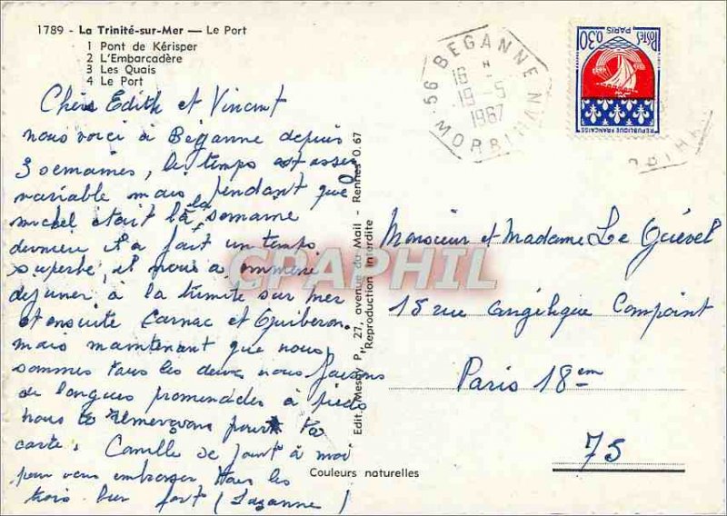 'Modern Postcard La Trinite sur Mer The Harbor Bridge Kerisper L''Embarcadere...