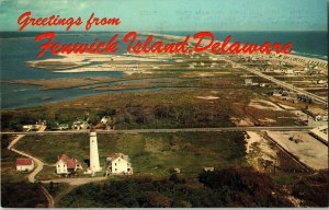 Greetings Island Delaware Aerial View Delaware Marlyand Mason Dixon Postcard UNP 