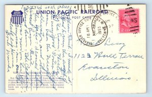 SUN VALLEY LODGE, ID Idaho ~ HORSEBACK RIDERS & LODGE 1953 Linen Postcard