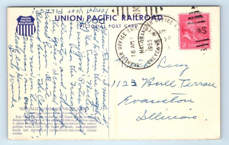 SUN VALLEY LODGE, ID Idaho ~ HORSEBACK RIDERS & LODGE 1953 Linen Postcard