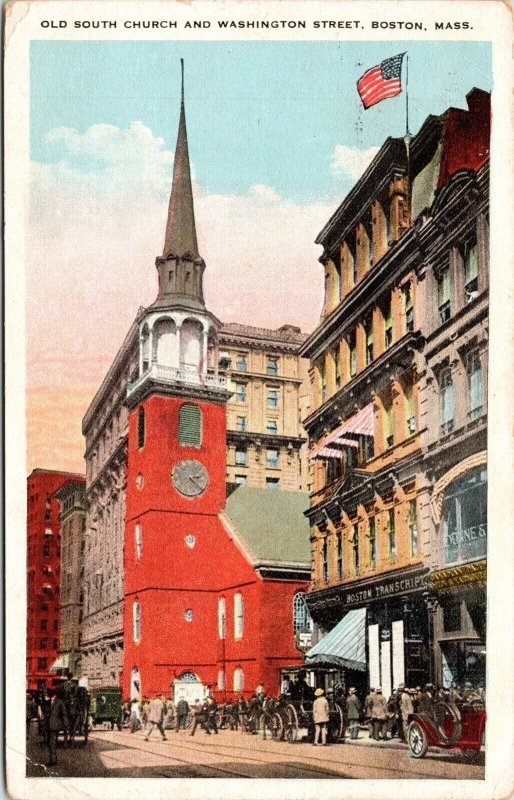 Historic Old South Church Downtown Boston Massachusetts WB Cancel WOB Postcard 