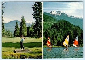 WHISTLER, British Columbia Canada ~ GOLF & WIND SURFING c1982 - 4x6 Postcard