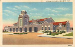 Railroad Union Station Oklahoma City OK Linen Postcard