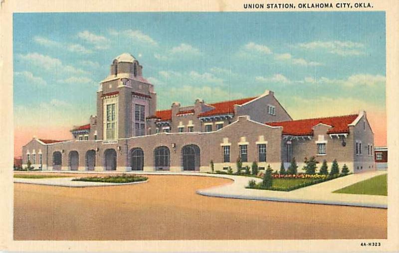 Railroad Union Station Oklahoma City OK Linen Postcard