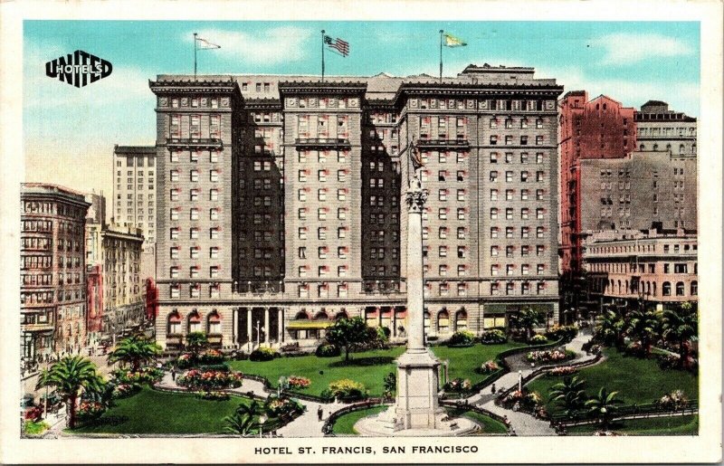 United Hotels St. Francis San Francisco Postcard Divided Back Union Square 