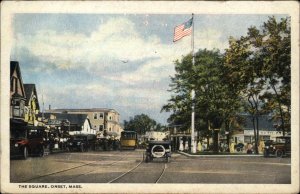 Onset Massachusetts MA Cape Cod The Square Trolley Streetcar Vintage Postcard