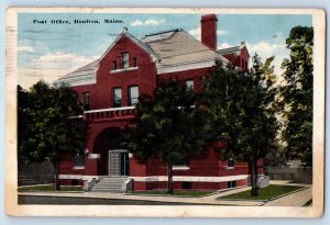 Houlton Maine ME Postcard Post Office Exterior Building c1923 Vintage Antique