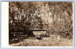 1913 RPPC BOLTONVILLE WISCONSIN SCENIC VIEW*BRIDGE IN WOODS*REAL PHOTO POSTCARD