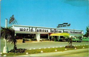 Vtg Hallandale Florida FL World Famous Hofbrau Haus Restaurant Old Cars Postcard