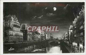 Old Postcard Rennes Quays Moonlight