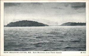 New Meadows River Maine Three Isl View of Rich Mtn Geo Graves Vintage Postcard