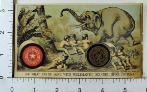 Willimantic Spool Thread Cherubs/Children Catching Elephant Jungle Big Spools *A