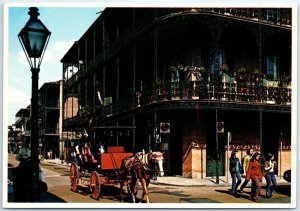 Postcard - Lace Balconies with caleche, French Quarter - New Orleans, Louisiana