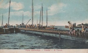 Sao Thome Tome Boat Cidade African Ponte Ship Old Postcard