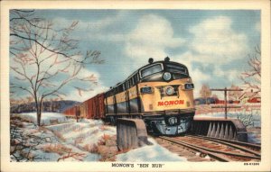 Monon RR Train Engine BEN HUR Linen Postcard USED FROM SHIPPINGPORT PA