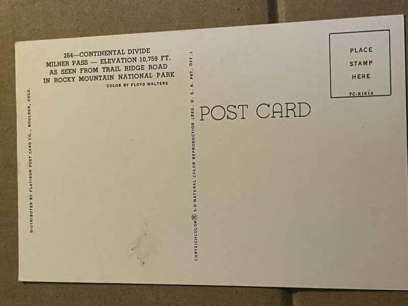 UNUSED POSTCARD - CONTINENTAL DIVIDE AS SEEN FROM ROCKY MOUNTAIN NATIONAL PARK