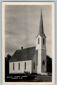 Marion South Dakota SD Postcard RPPC Photo German Lutheran Church c1930's