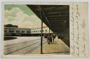 Camden NJ Pennsylvania Railroad Terminal 1907 to Northumberland Pa Postcard R13