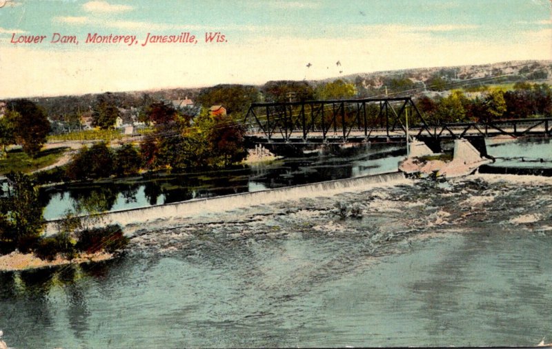 Wisconsin Janesville Monterey Lower Dam 1911