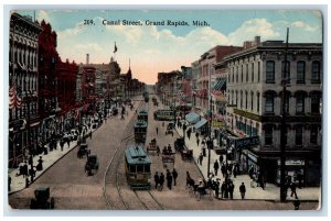 1916 Trolley Car Canal Street Grand Rapids Michigan MI Antique Posted Postcard