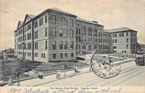 WASHINGTON WA~THE SEATTLE HIGH SCHOOL~1907 PSTMK PUGET SOUND NEWS PHOTO POSTCARD